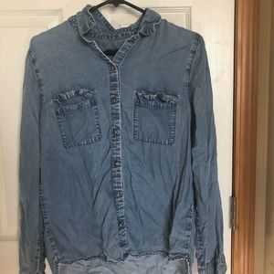 GAP Boyfriend Fit Blue Denim Button Down Shirt